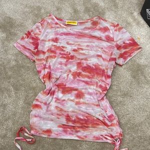 SEE THROUGH PINK TIE DYE TEE